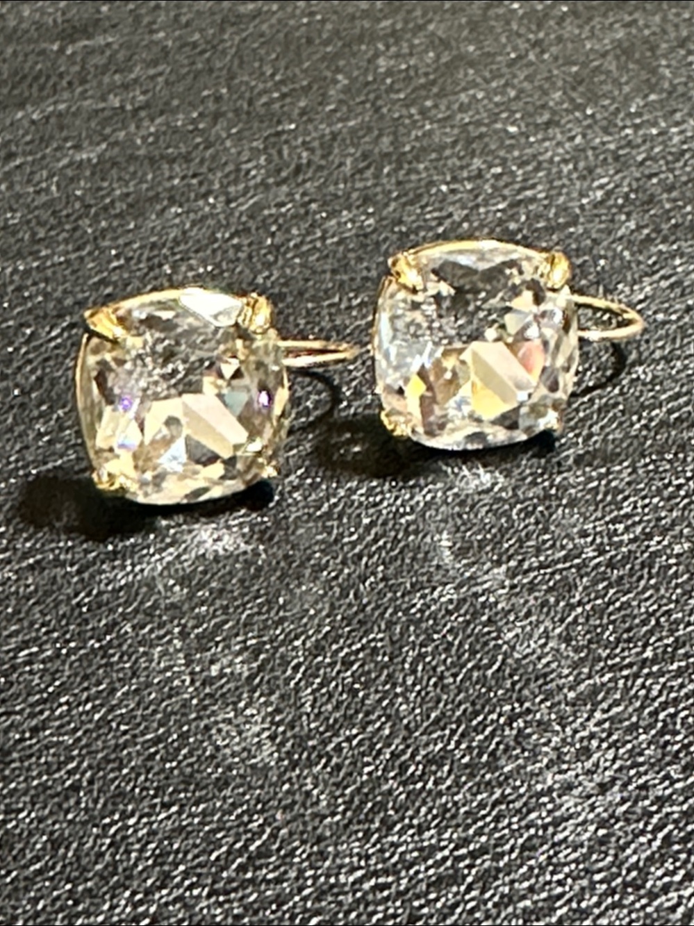 Kate Spade Gold Tone Square Crystal Pierced Leverback Earrings